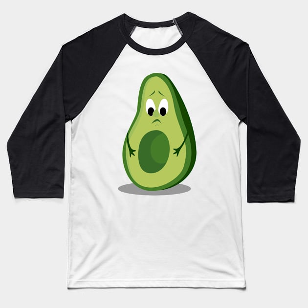 Cute Sad Avocado Baseball T-Shirt by jeune98